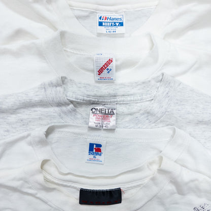 Wholesale Used Clothing, Bulk Sale, Washed 90s White and Gray T-Shirts, Set of 20 (M-XL) 
