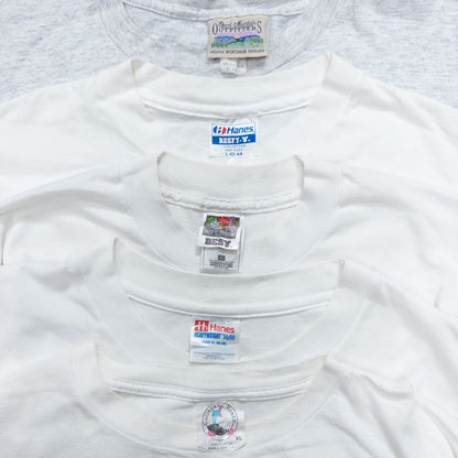 Wholesale Used Clothing, Bulk Sale, Washed 90s White and Gray T-Shirts, Set of 20 (M-XL) 