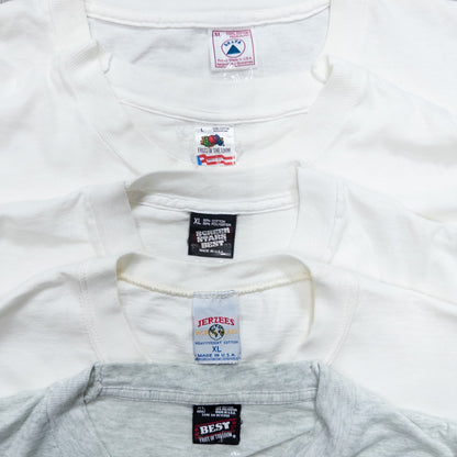 Wholesale Used Clothing, Bulk Sale, Washed 90s White and Gray T-Shirts, Set of 20 (M-XL) 