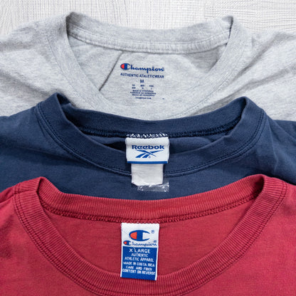Used clothing wholesale, bulk sale, washed, mixed-brand long-sleeve T-shirts (12-pack, M-XXL) from Nike, Champion, and more. 