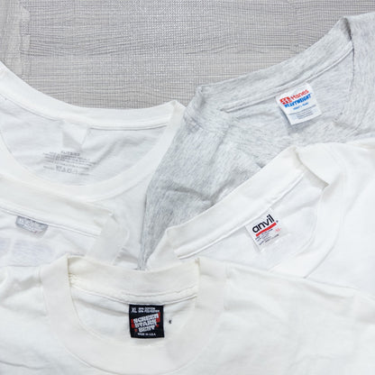Wholesale Used Clothing, Bulk Sale, Washed 90s White and Gray T-Shirts, Set of 20 (M-XXL) 