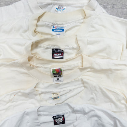 Wholesale Used Clothing, Bulk Sale, Washed 90s Stained White T-Shirts, Set of 25 (M-XL) 