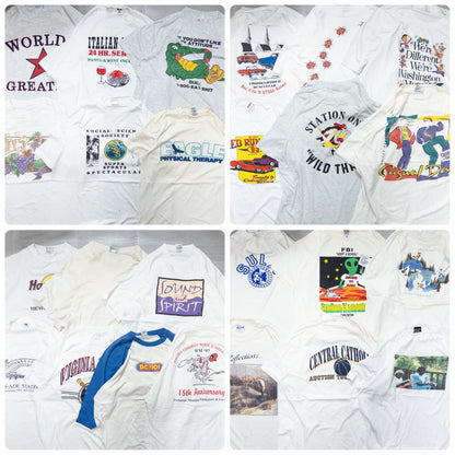 Wholesale Used Clothing, Bulk Sale, Washed 90s Stained White T-Shirts, Set of 25 (M-XL) 
