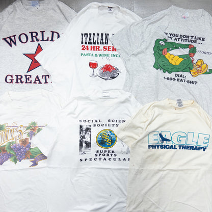 Wholesale Used Clothing, Bulk Sale, Washed 90s Stained White T-Shirts, Set of 25 (M-XL) 