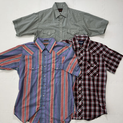 古着卸 現物まとめ売り 洗濯済み 半袖ウエスタンシャツ 12枚セット(M-XL)