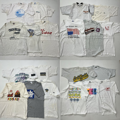 古着卸 現物まとめ売り 洗濯済み 90s シミあり白Tシャツ 20枚セット(M-XL)