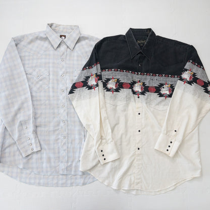 古着卸 現物まとめ売り 洗濯済み ウエスタンシャツ 長袖シャツ  8枚セット(S-XL)