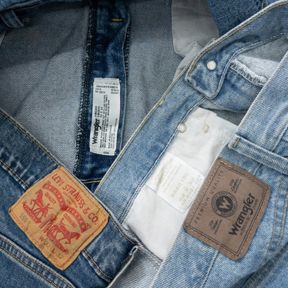 古着卸 現物まとめ売り 洗濯済み ブランドミックス デニムパンツ 12本セット(W32-W36)リーバイス、ラングラー等