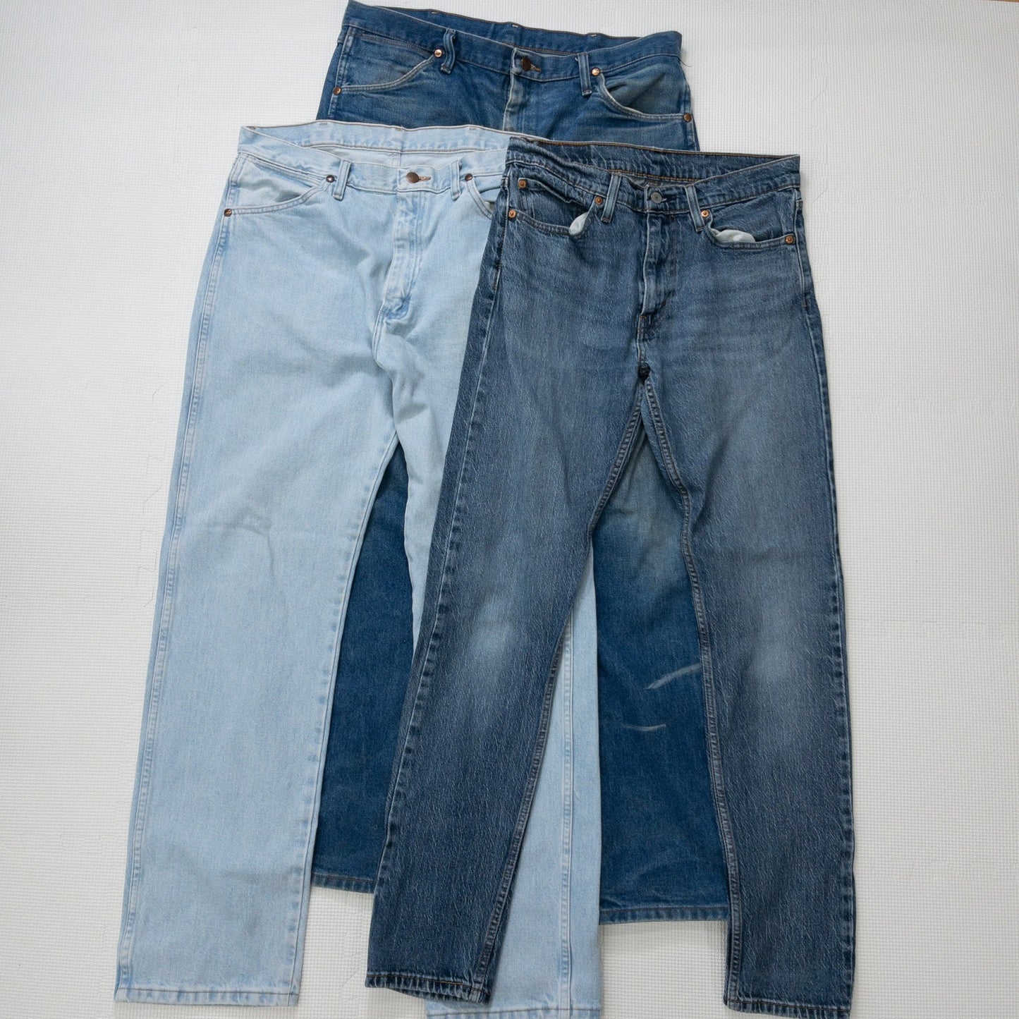古着卸 現物まとめ売り 洗濯済み ブランドミックス デニムパンツ 12本セット(W32-W36)リーバイス、ラングラー等