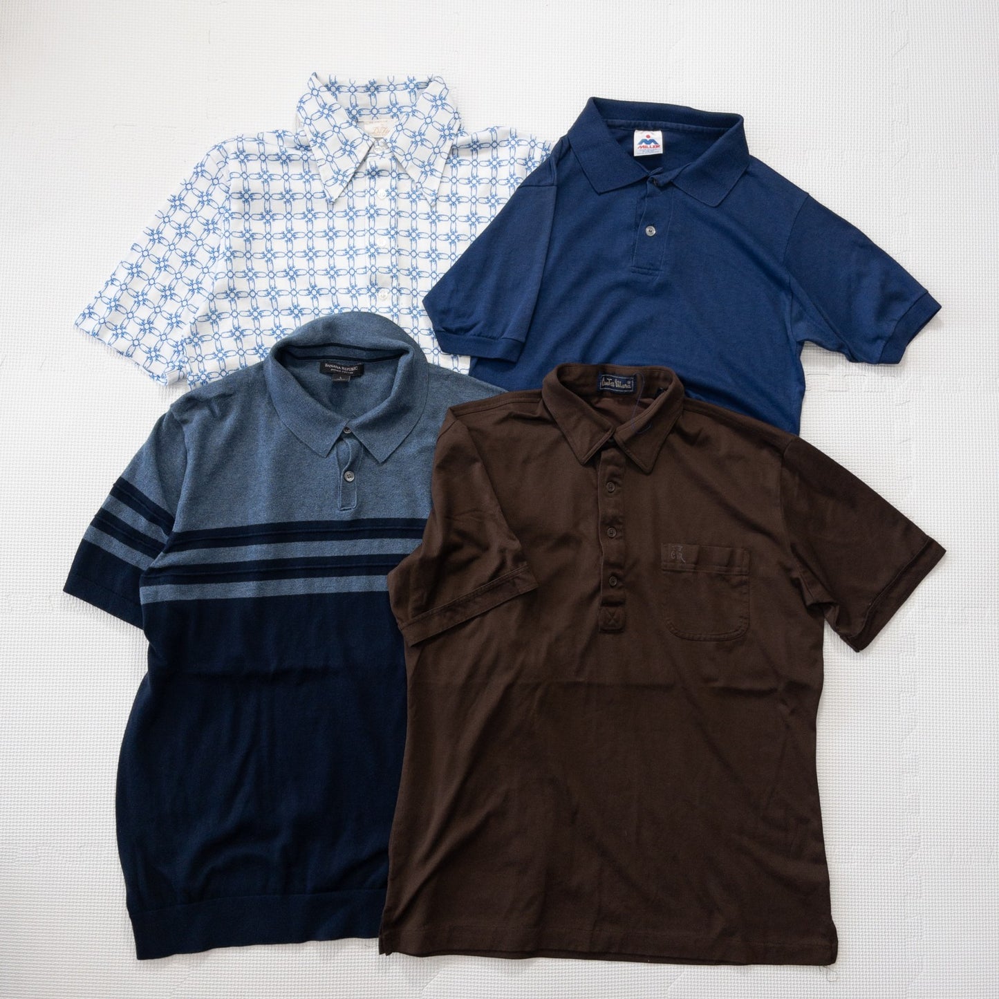 Wholesale Used Clothing, Bulk Sale, Washed Vintage No-Brand Short Sleeve Polo Shirts, 13-Piece Set (S-XXXL) 