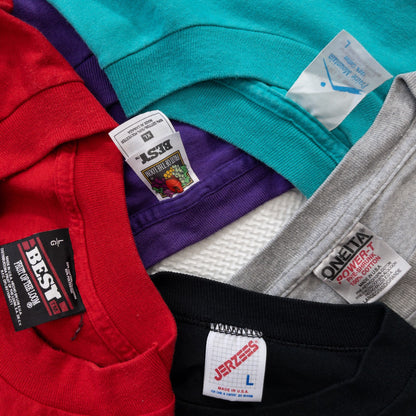 Used clothing wholesale bulk sale: Washed 90s short-sleeved T-shirts, single-stitched, made in the USA, 20-count (M-XXL) 