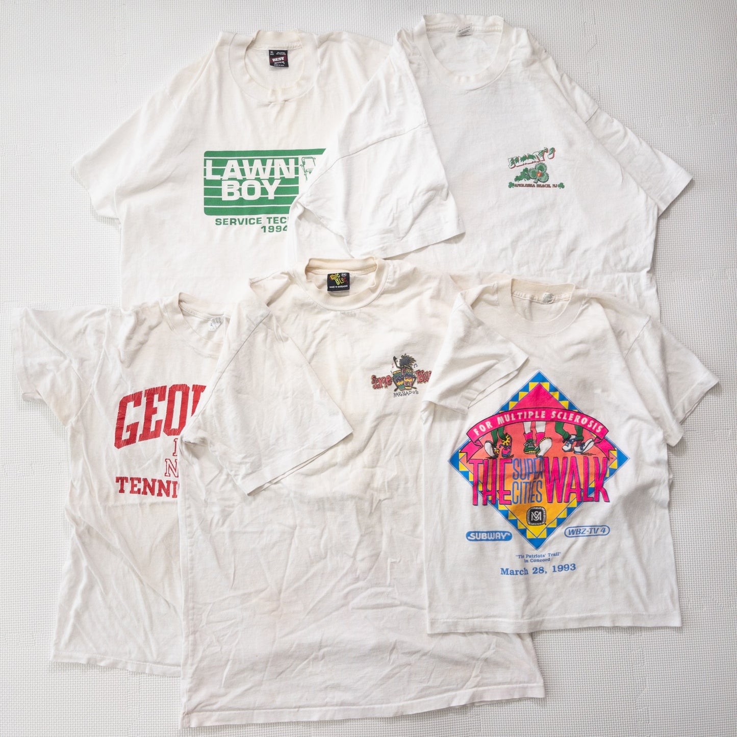 古着卸 現物まとめ売り 洗濯済み 90s シミあり 半袖Tシャツ 白＆グレーTシャツ 20枚セット(S-XXL)