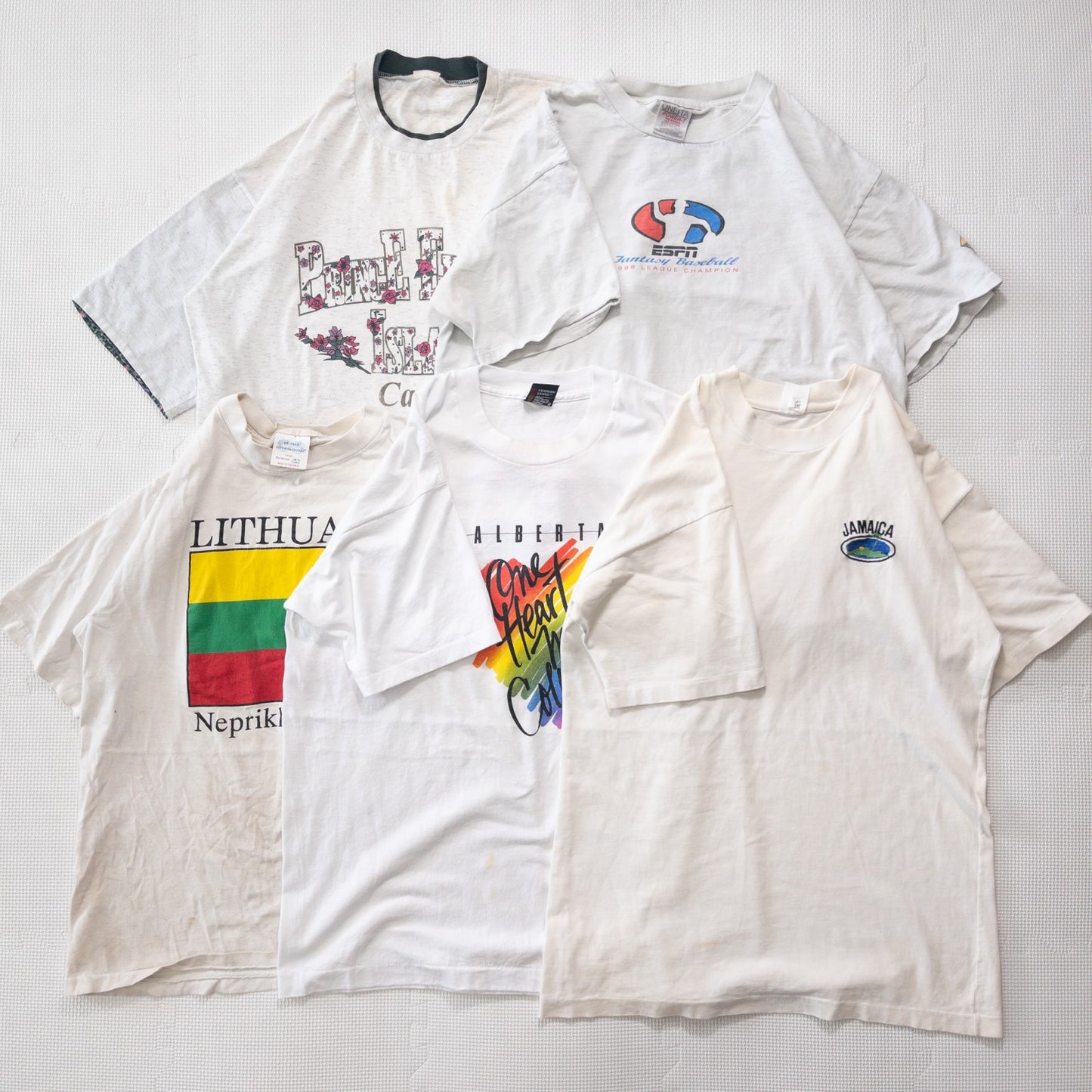 古着卸 現物まとめ売り 洗濯済み 90s シミあり 半袖Tシャツ 白＆グレーTシャツ 20枚セット(S-XXL)