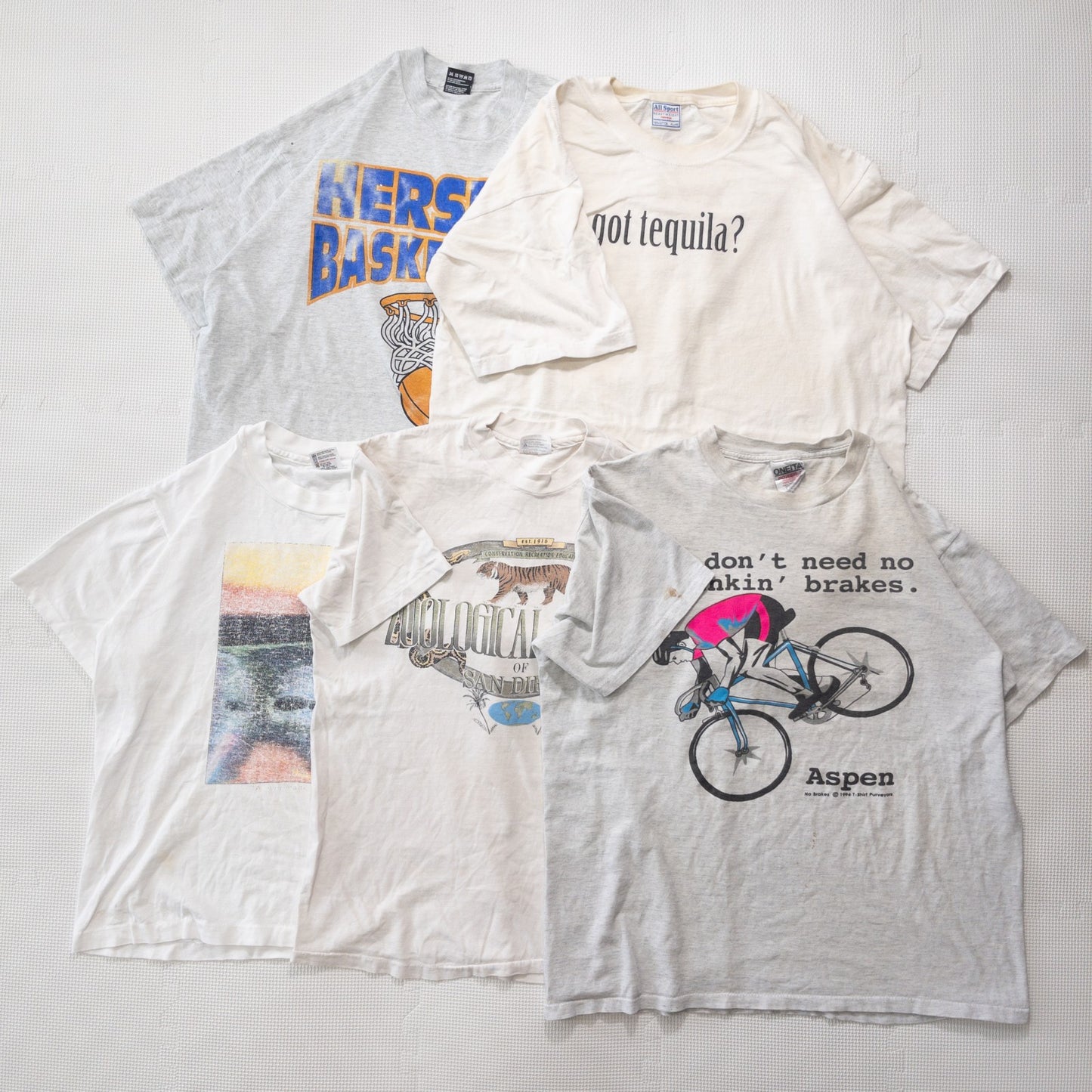 古着卸 現物まとめ売り 洗濯済み 90s シミあり 半袖Tシャツ 白＆グレーTシャツ 20枚セット(S-XXL)