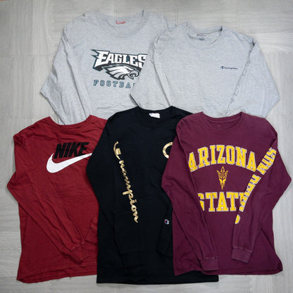 古着卸 現物まとめ売り 洗濯済 スポーツブランドミックス ロンT 長袖Tシャツ 20枚セット(S-XXL)ナイキ、チャンピオン等
