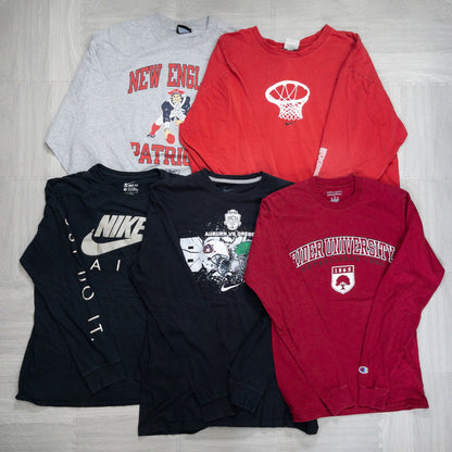 古着卸 現物まとめ売り 洗濯済 スポーツブランドミックス ロンT 長袖Tシャツ 20枚セット(S-XXL)ナイキ、チャンピオン等