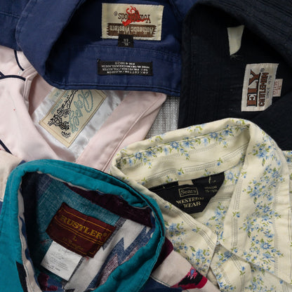 古着卸 現物まとめ売り 洗濯済み 長袖シャツ ウエスタンシャツ 20枚セット(S-XXL) w607004
