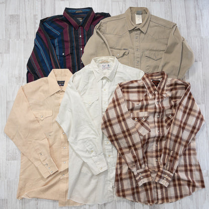 古着卸 現物まとめ売り 洗濯済み 長袖シャツ ウエスタンシャツ 20枚セット(S-XXL) w607004