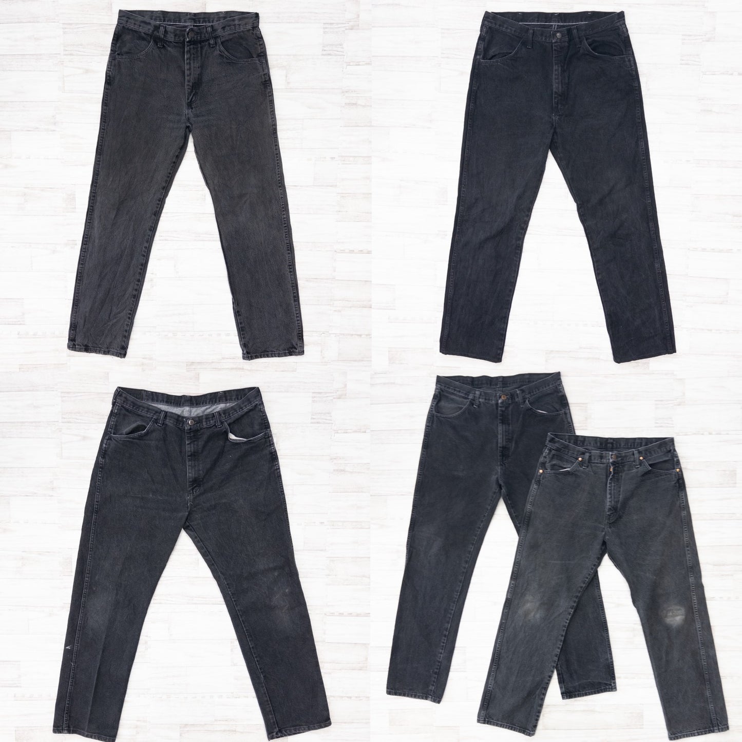 古着卸 現物まとめ売り 洗濯済み ブラックデニム 5本セット(W34-W36) L30-L32 ※L33以上はL32の長さにカット済み w623001