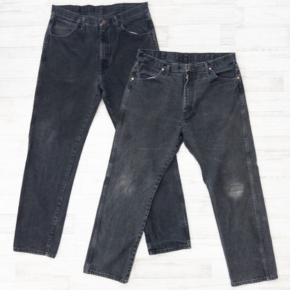 古着卸 現物まとめ売り 洗濯済み ブラックデニム 5本セット(W34-W36) L30-L32 ※L33以上はL32の長さにカット済み w623001