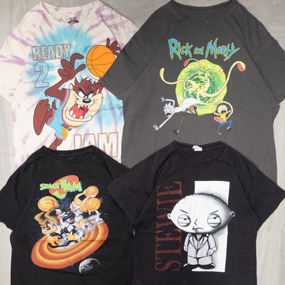 古着卸 現物まとめ売り 洗濯済み USキャラクター 半袖Tシャツ 16枚セット(M-XXL) w630001