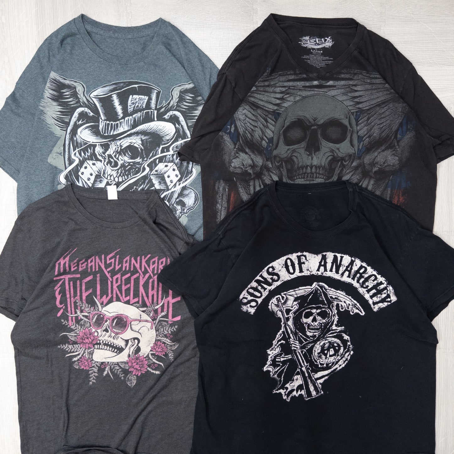 古着卸 現物まとめ売り 洗濯済み スカル 半袖Tシャツ タンクトップ１枚 計15枚セット(M-XXXL) w701007
