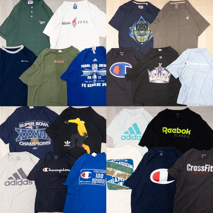 古着卸 現物まとめ売り 洗濯済み スポーツブランドMIX 半袖Tシャツ アディダス チャンピオン等 20枚セット(S-XXXL) w702001
