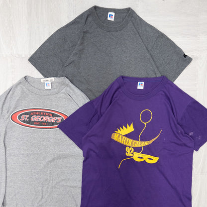古着卸 現物まとめ売り 洗濯済み ラッセル 半袖Tシャツ 15枚セット(S-XL) w703004