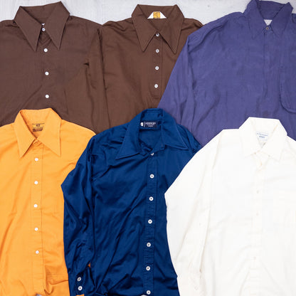 古着卸 現物まとめ売り 洗濯済み 70～90s vintage長袖シャツ コットン ポリ シルク レーヨン等 24枚セット(M-XL) w703007