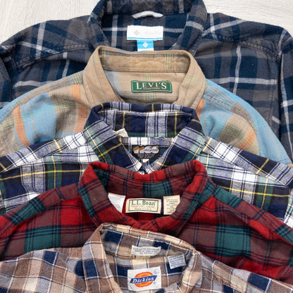 古着卸 現物まとめ売り 洗濯済み 長袖コットンネルシャツ 19枚セット(S-XXL) w704011