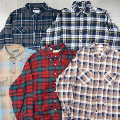 古着卸 現物まとめ売り 洗濯済み 長袖コットンネルシャツ 19枚セット(S-XXL) w704011