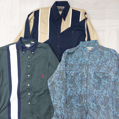 古着卸 現物まとめ売り 洗濯済み 長袖デザイン 柄シャツ 12枚セット(M-XXL) w704012