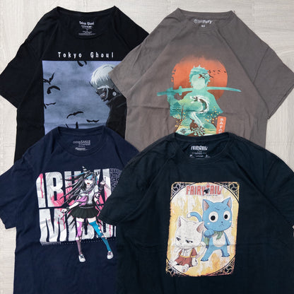 Used clothing wholesale, bulk sale, washed, 16-piece set of 2000s Japan anime short-sleeved T-shirts (XS-XXL) w719005 