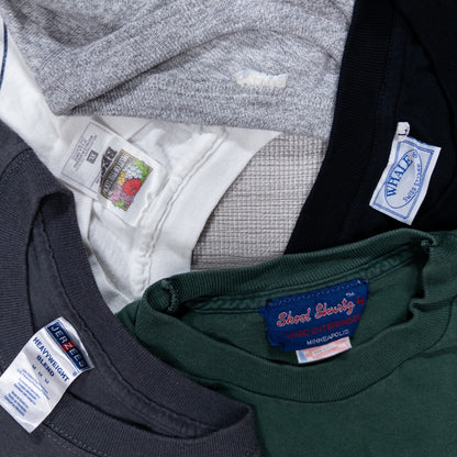 Used Clothing Wholesaler, Bulk Sale, Washed College Short Sleeve T-Shirts, Set of 20 (S-XL) w731004 