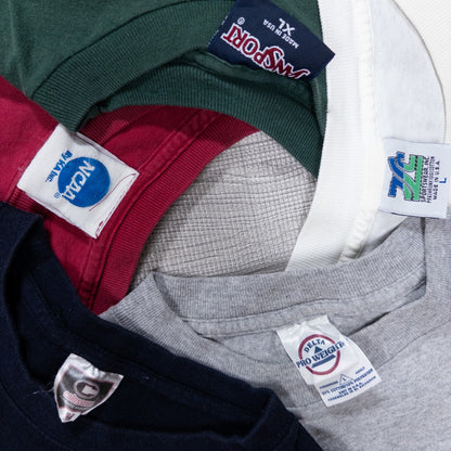 Used Clothing Wholesaler, Bulk Sale, Washed College Short Sleeve T-Shirts, Set of 20 (S-XL) w731004 