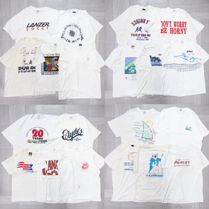 Wholesale Used Clothing, Bulk Sale, Washed, 90s Stained Short Sleeve T-Shirts, Set of 20 (M-XXL) w731005 