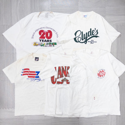 Wholesale Used Clothing, Bulk Sale, Washed, 90s Stained Short Sleeve T-Shirts, Set of 20 (M-XXL) w731005 