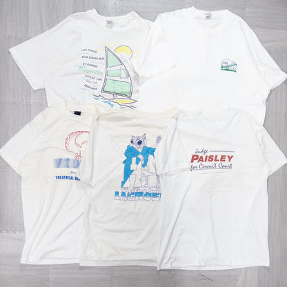 Wholesale Used Clothing, Bulk Sale, Washed, 90s Stained Short Sleeve T-Shirts, Set of 20 (M-XXL) w731005 