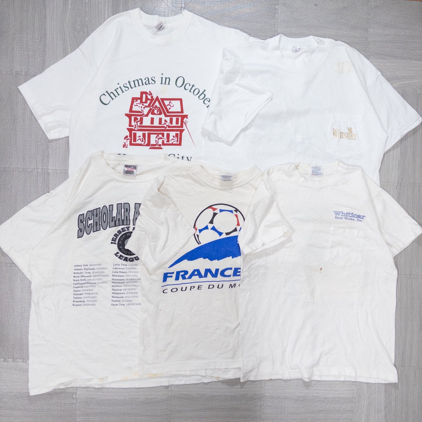 Used clothing wholesale bulk sale: Washed 90s stained short-sleeved T-shirts, set of 20 (M-XL) w731007 