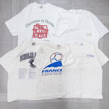 Used clothing wholesale bulk sale: Washed 90s stained short-sleeved T-shirts, set of 20 (M-XL) w731007 