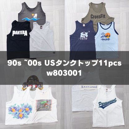 Used Clothing Wholesaler, Bulk Sale, Washed, 11-Piece Set of 90s-00s US Tank Tops (M-XL) w803001 