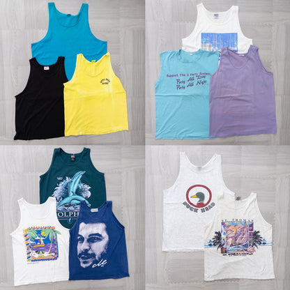 Wholesale Used Clothing, Bulk Sale, Washed, 11-Piece Set of 90s-00s US Tank Tops (M-XL) w803002 