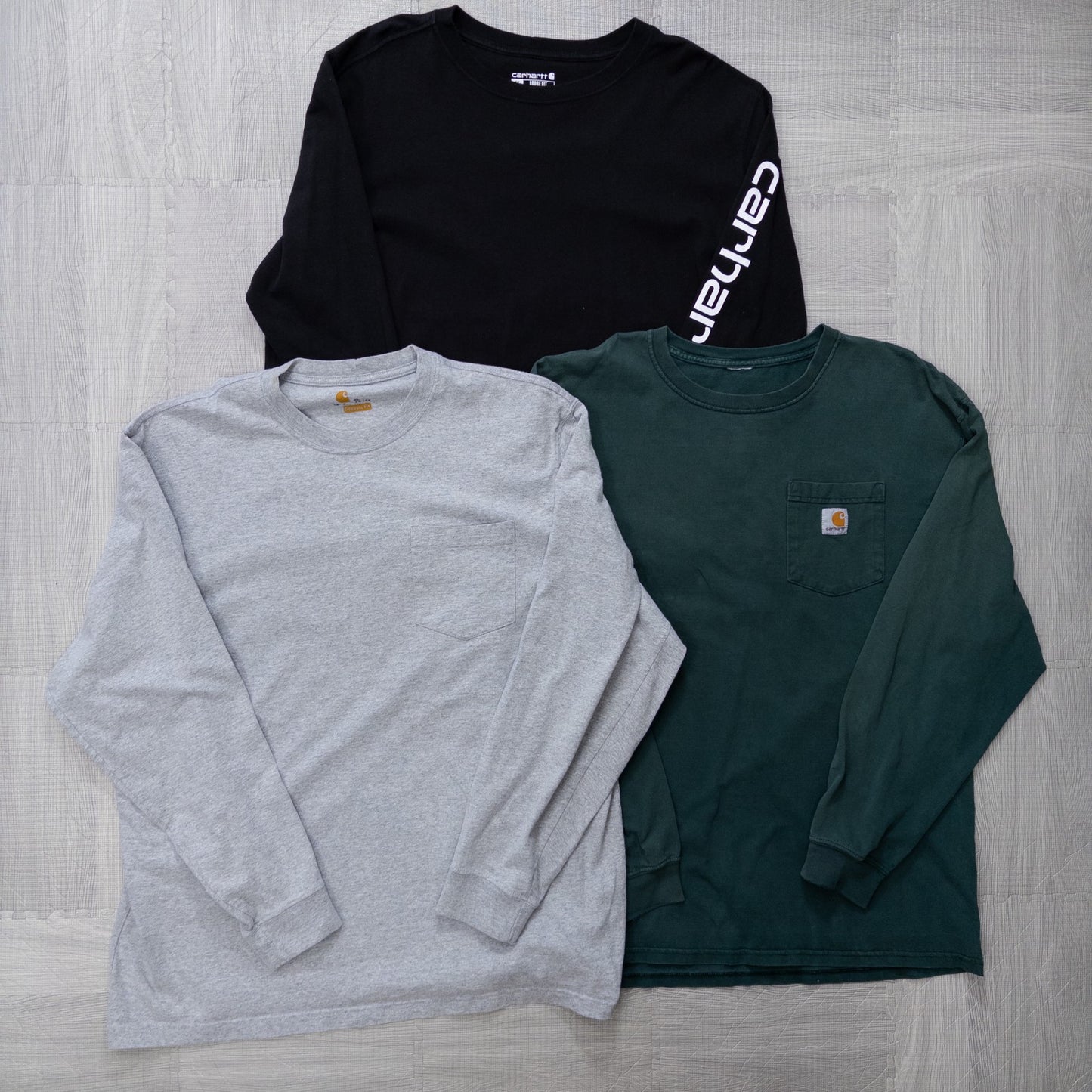 Used Carhartt Long Sleeve T-Shirts, 13-Piece Set (M-XXL), Pre-Washed, Wholesale, Bulk Sale, w803005 