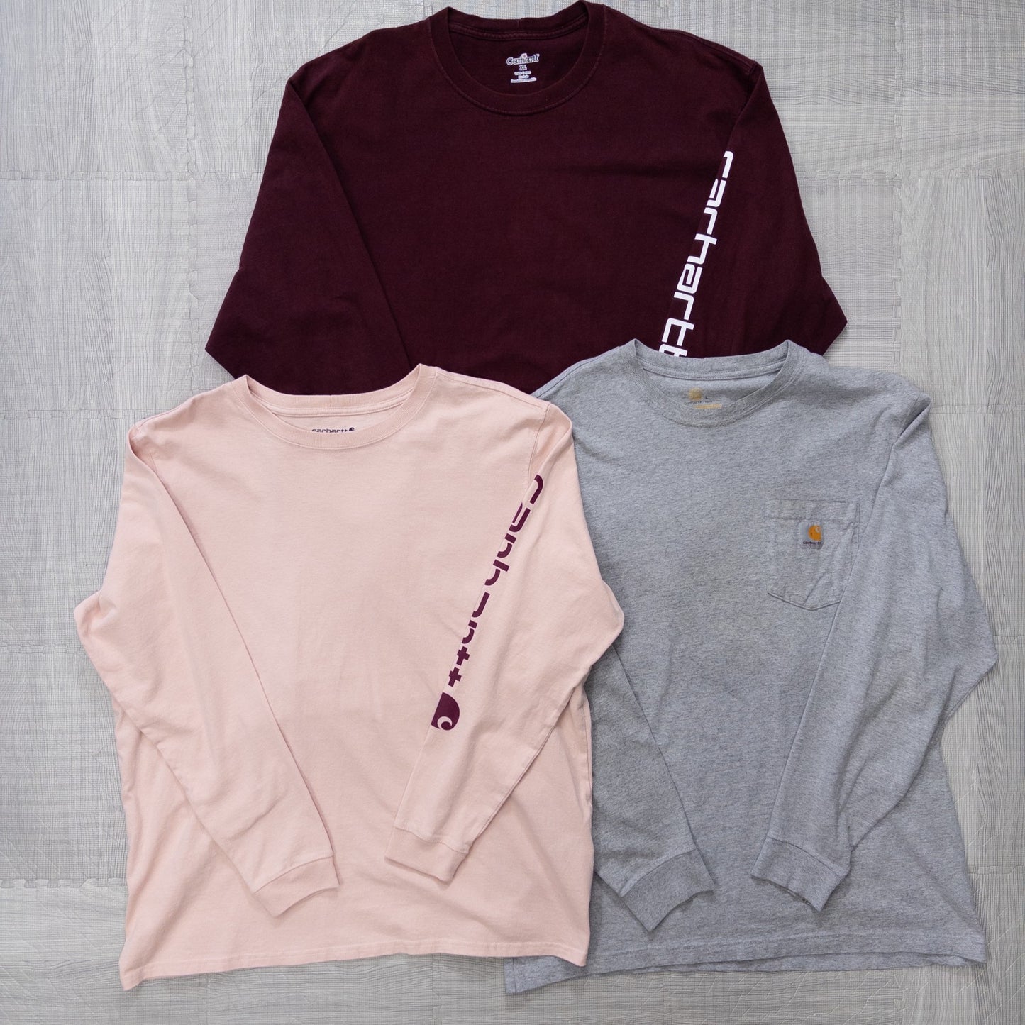 Used Carhartt Long Sleeve T-Shirts, 13-Piece Set (M-XXL), Pre-Washed, Wholesale, Bulk Sale, w803005 