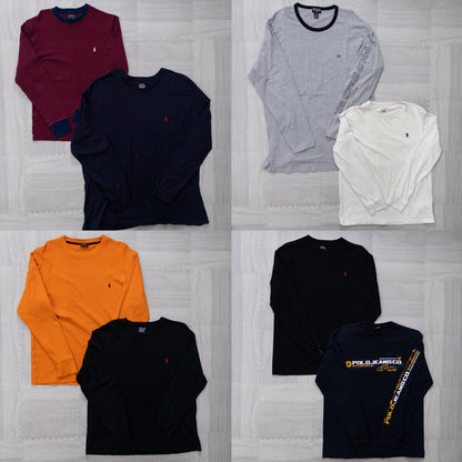 Used clothing wholesale, bulk sale, washed Ralph Lauren long-sleeved T-shirts, set of 8 (S-XXL) w803006 