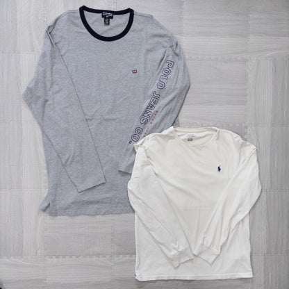 Used clothing wholesale, bulk sale, washed Ralph Lauren long-sleeved T-shirts, set of 8 (S-XXL) w803006 