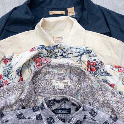 Used Clothing Wholesale Bulk Sale: Washed, Damaged Short Sleeve Shirts (Missing Buttons), 18-Piece Set (S-XXL) w803009 