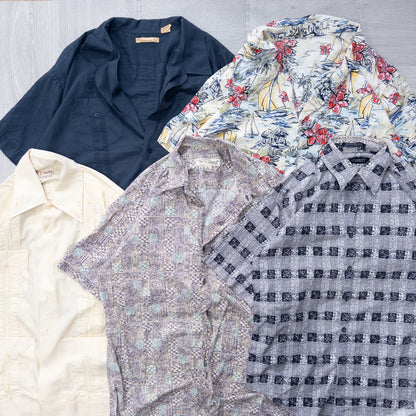 Used Clothing Wholesale Bulk Sale: Washed, Damaged Short Sleeve Shirts (Missing Buttons), 18-Piece Set (S-XXL) w803009 