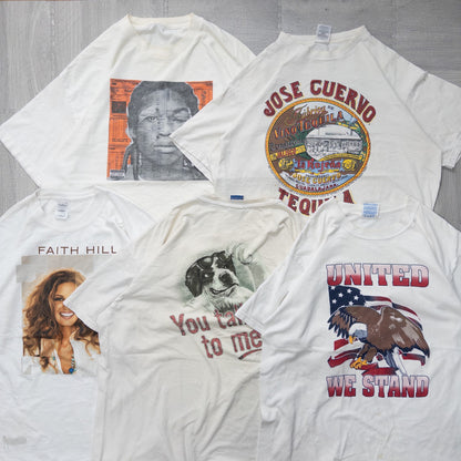 Used clothing wholesale bulk sale: Washed 21-piece set of 2000s stained short-sleeved T-shirts (S-XXL) w803010 