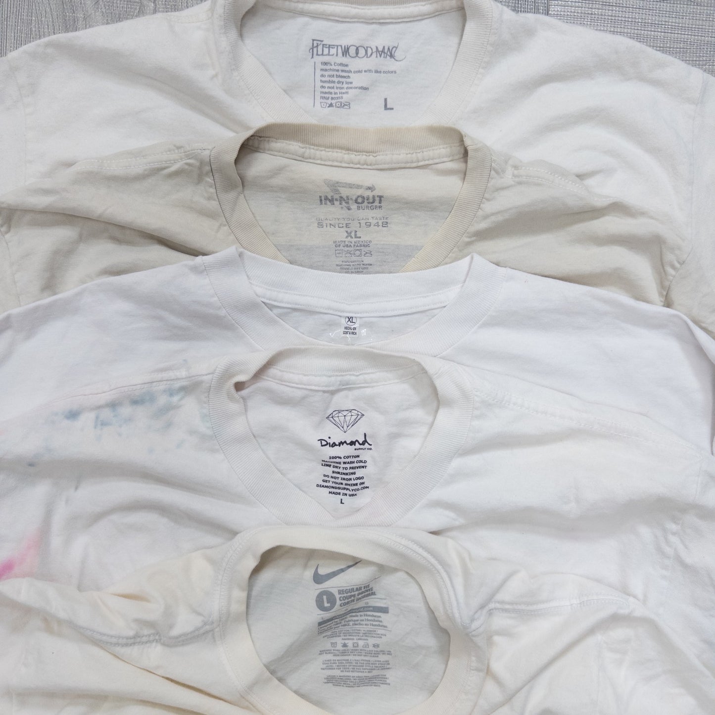 Used clothing wholesale bulk sale: Washed 21-piece set of 2000s stained short-sleeved T-shirts (S-XXL) w803010 